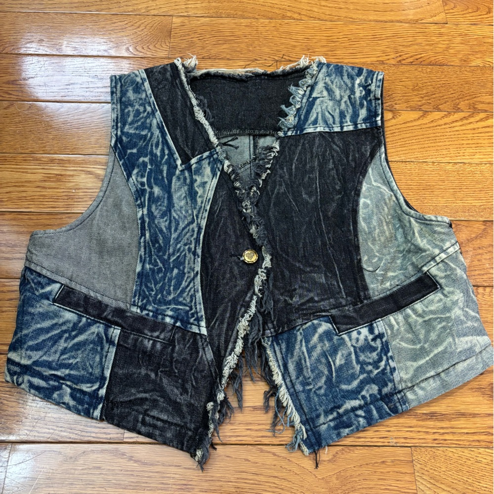 Patchwork Denim Vest - Picture 6 of 9